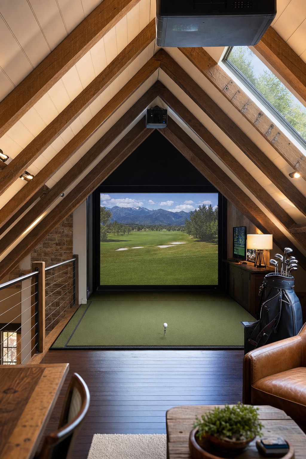 The Attic Conversion golf simulator room idea